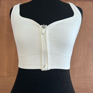 Makers Market White Zip Front Bra
